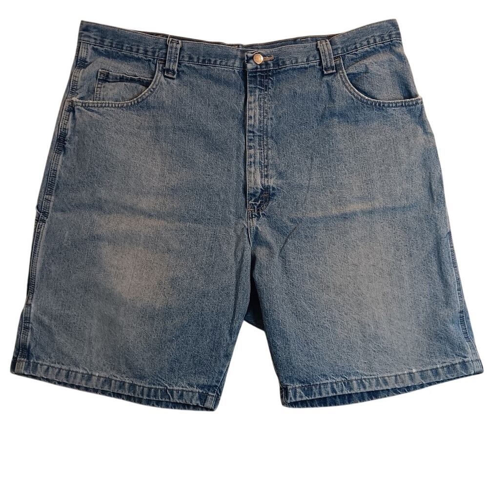 Wrangler Vtg Carpenter Shorts Size 42 Blue Fade Baggy Wide Street Work Utility‎